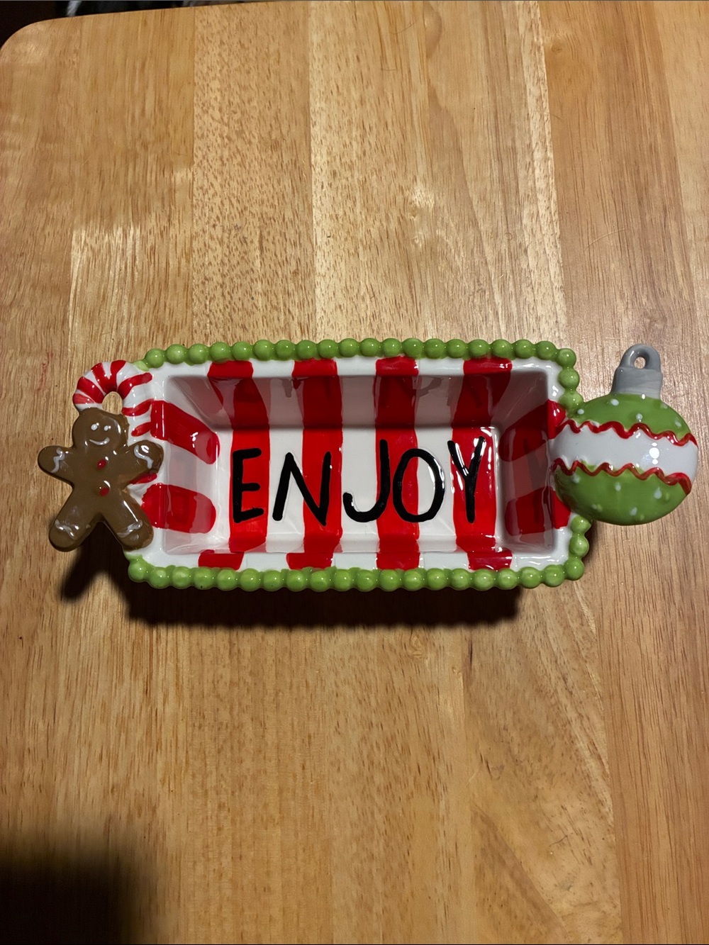 Mud Pie Red & Green Ceramic Holiday Serving Tray